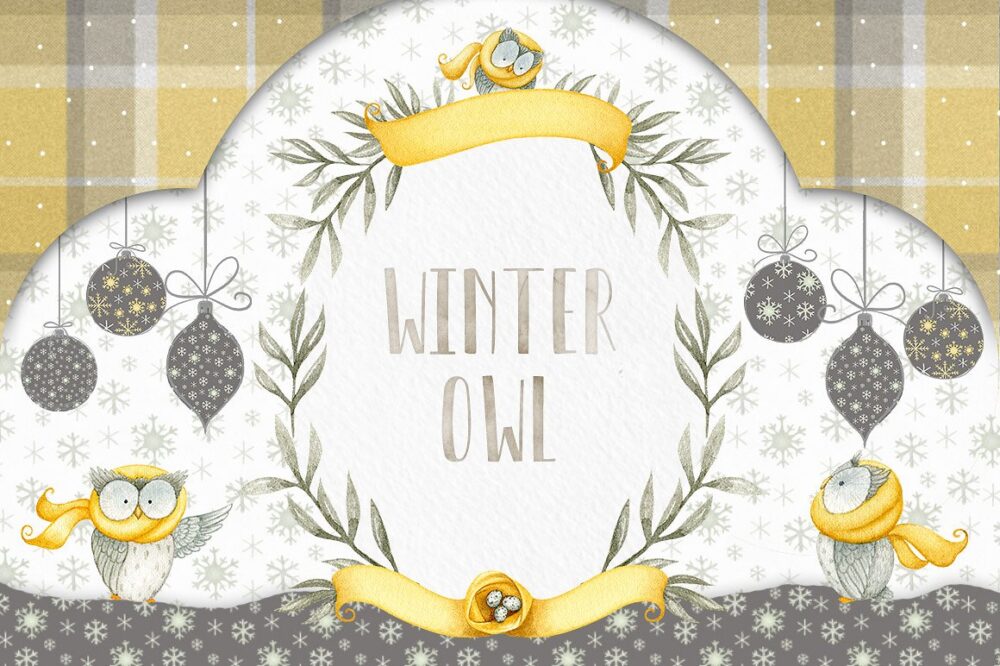 owl Christmas graphics collection